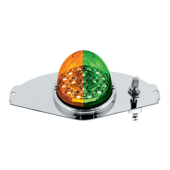 304 Stainless Steel Above Door Dome Light Kit W/ 17 LED Double Fury Watermelon For 2008-2017 FL Cascadia - Amber &amp; Green LED