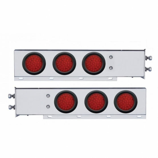 2-1/2" Bolt Pattern Chrome Spring Loaded Bar W/6 x 36 LED 4" Lights - Red LED &amp; Lens (Pair)