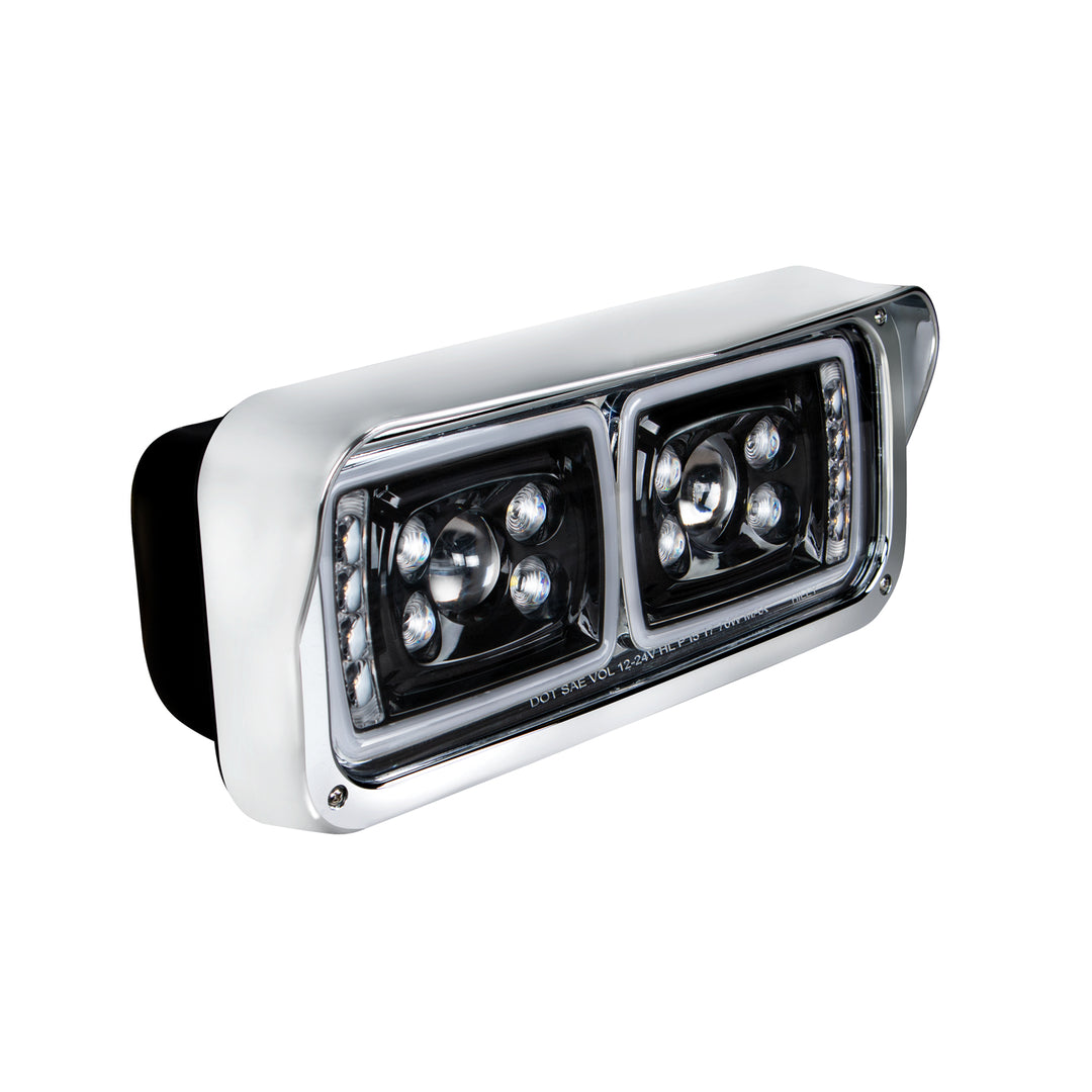 10 High Power LED "Blackout" Projection Headlight With LED Turn Signal &amp; Position Light Bar - Passenger