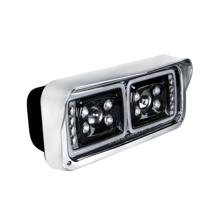 10 High Power LED "Blackout" Projection Headlight With LED Turn Signal &amp; Position Light Bar - Passenger
