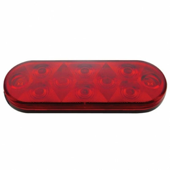 2-1/2" Bolt Pattern Stainless Steel Spring Loaded Bar With 6 Oval 10 LED Lights &amp; Visors - Red LED &amp; Lens (Pair)
