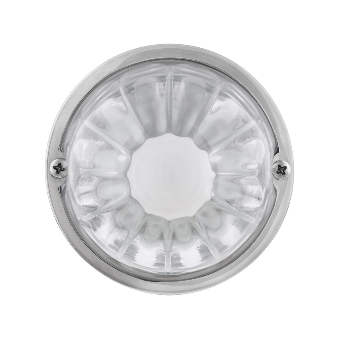 Dual Function Glass Watermelon Flush Mount Kit With LED Bulb - White LED/Clear Lens