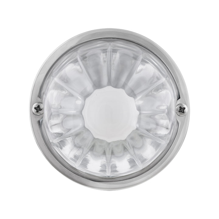Dual Function Glass Watermelon Flush Mount Kit With LED Bulb - White LED/Clear Lens