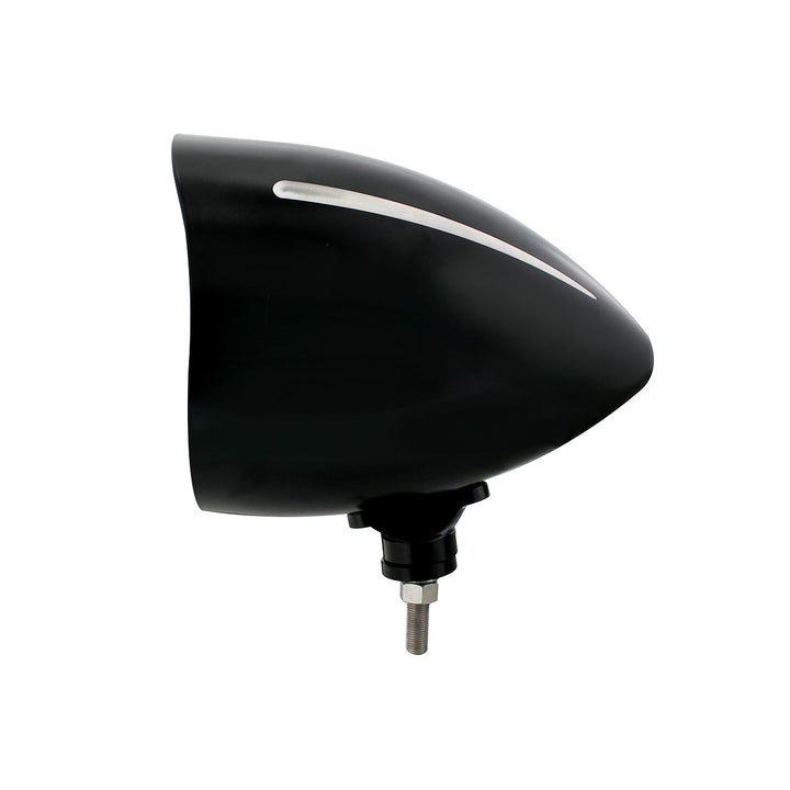 Black "Billet" Style Groove Headlight With Visor 11 LED Bulb - Chrome