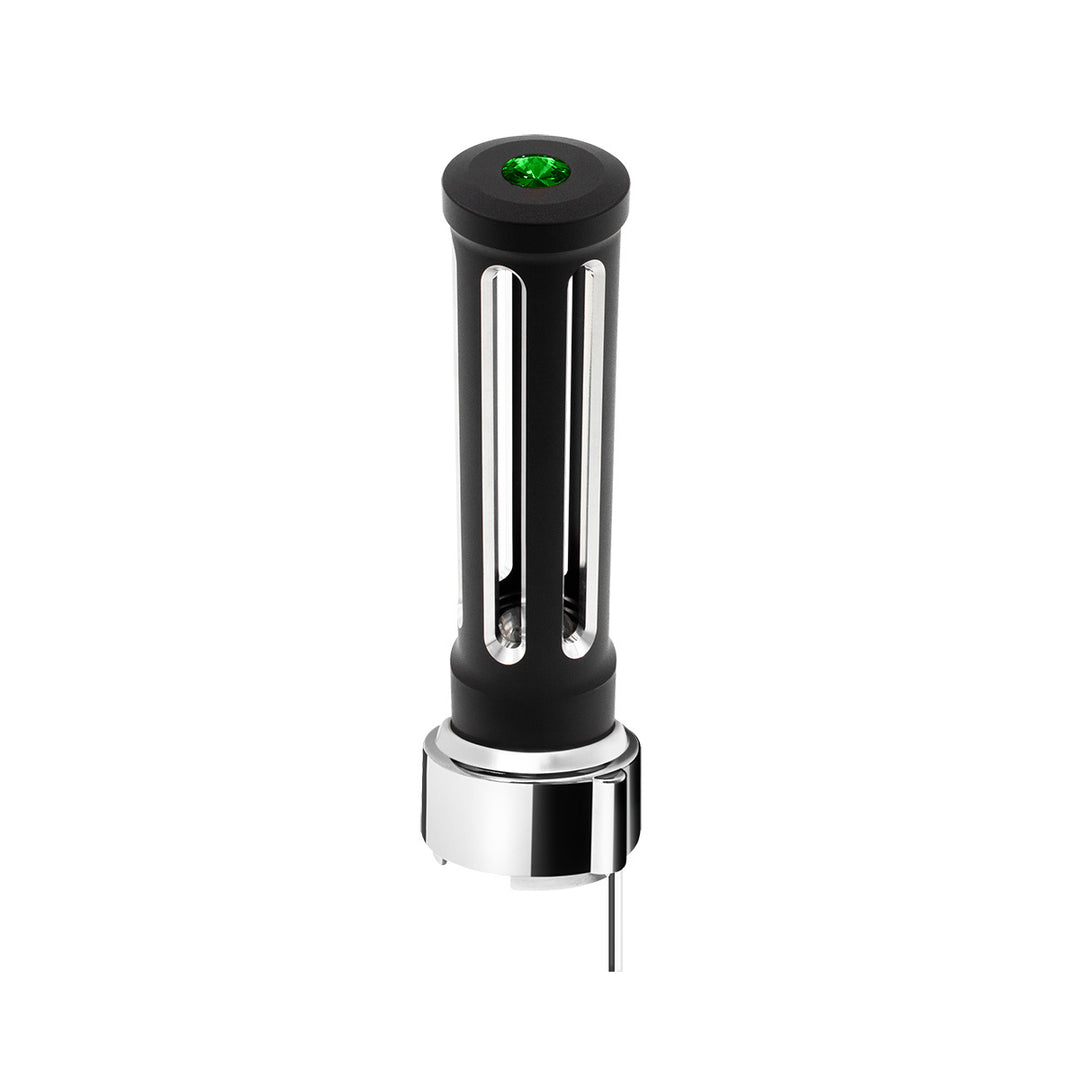 Thread-On Matte Black Sonoma Style Gearshift Knob With LED 9/10 Speed Adapter - Dark Green Crystal/Green LED