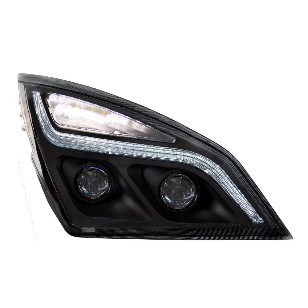Black LED Projection Headlight With LED Position Light For 2018-2024 Freightliner Cascadia - Passenger