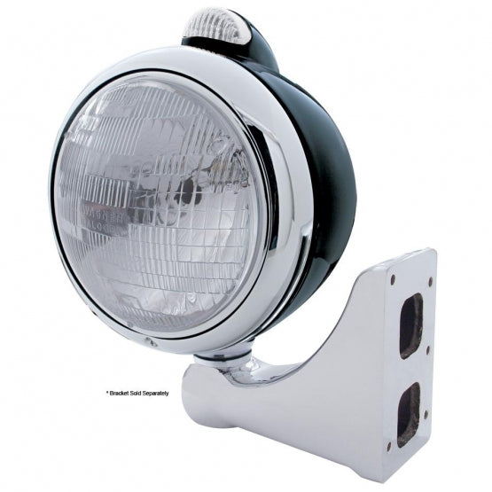 Black Guide 682-C Style Headlight H6024 &amp; LED Turn Signal - Clear Lens