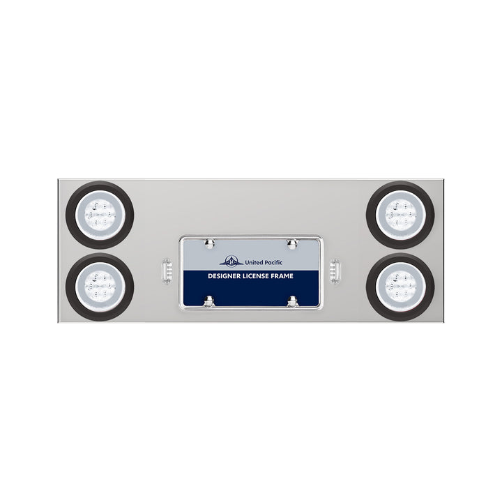 33-3/4" Stainless Rear Center Panel With Four 21 LED 4" GloLight &amp; Grommets - Red LED/Clear Lens