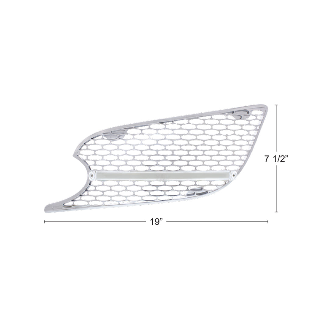 Chrome Air Intake Grille With LED GloLight For 2012-2021 Peterbilt 579 (Driver) - Amber LED/Clear Lens