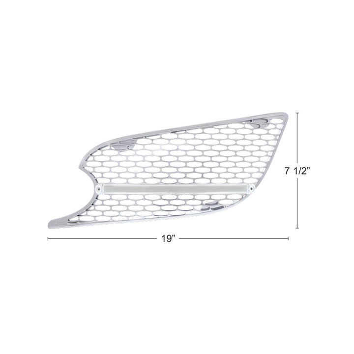 Chrome Air Intake Grille With LED GloLight For 2012-2021 Peterbilt 579 (Driver) - Amber LED/Clear Lens