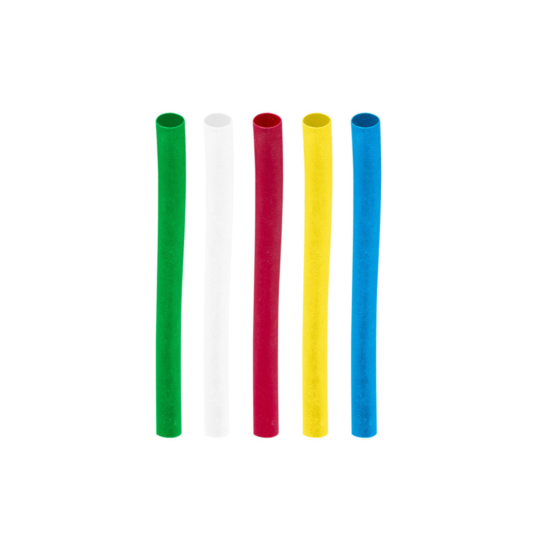 Assorted 3/16" Blue,Clear,Green,Red,Yellow Heat Shrink Tubing, 4" Long (10-Pack)