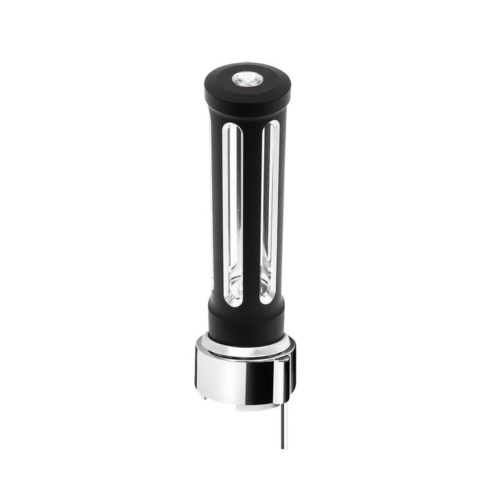Thread-On Matte Black Sonoma Style Gearshift Knob With LED 9/10 Speed Adapter - Clear Crystal/White LED