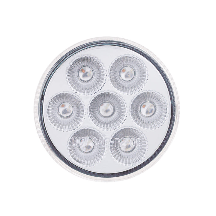 7 LED 2" Round Double Fury Light (Clearance/Marker) - Amber &amp; Red LED/Clear Lens