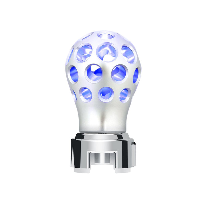 Thread-On Annodized Phoenix Style Ball Gearshift Knob With LED 13/15/18 Speed Adapter - Blue LED