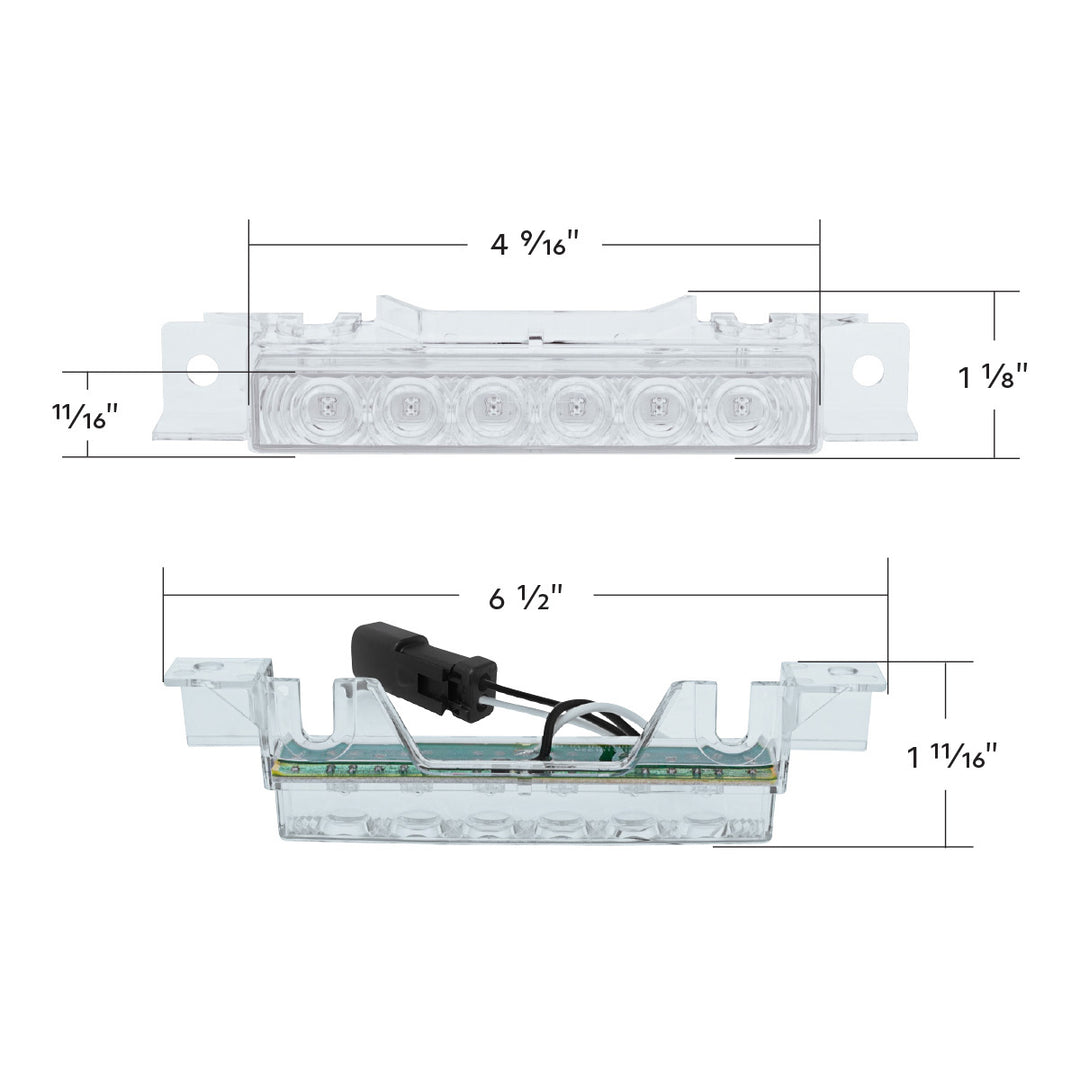 6 LED Competition Series Exterior Visor Light For 1996-2024 Volvo VNL - Amber LED/Clear Lens
