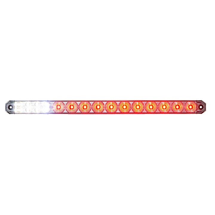 17" 27 LED Low Profile Light Bar (Stop, Turn &amp; Tail) With Back-Up Light - Red &amp; White LED/ Red &amp; Clear Lens