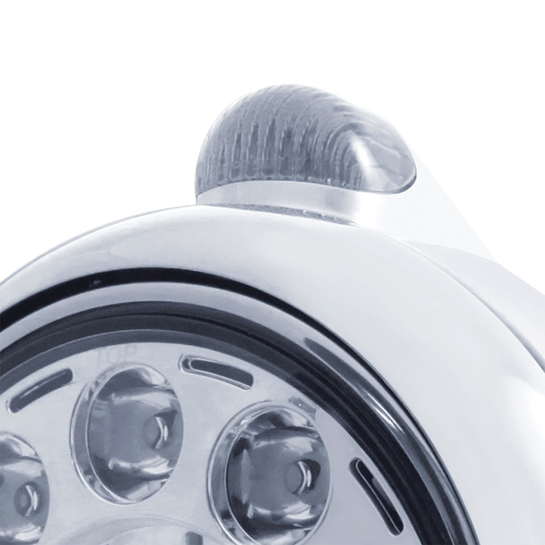 Chrome Guide 682-C Headlight 11 LED Bulb &amp; Dual Mode LED Signal - Clear Lens