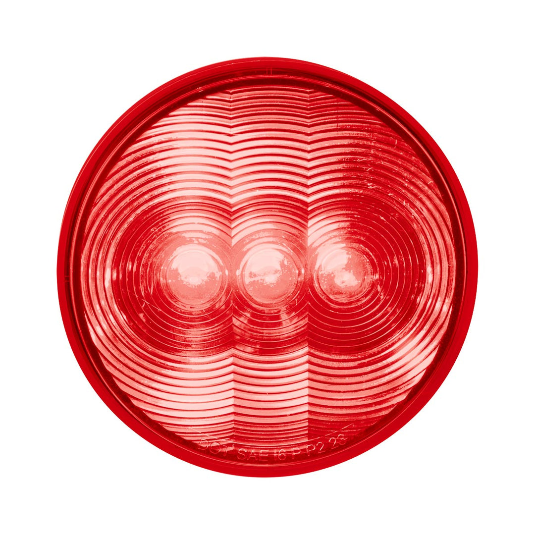 3 LED 4" Round Light (Stop, Turn, &amp; Tail) - Red LED/Red Lens