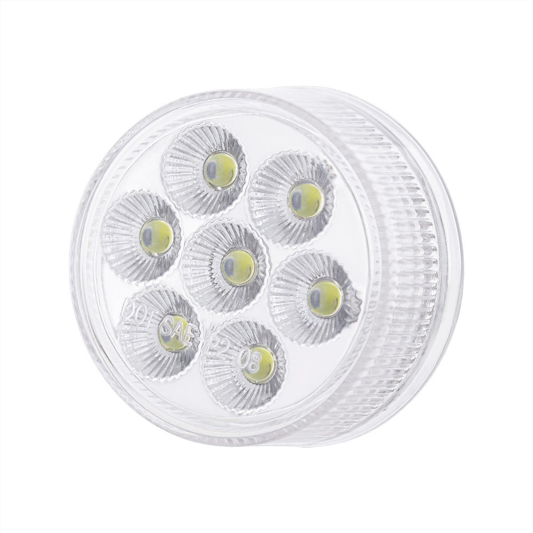 7 LED 2" Round Double Fury Light (Clearance/Marker) - Red &amp; White LED/Clear Lens