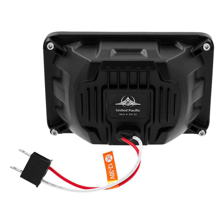 ULTRALIT - Heated 4" x 6" LED Headlight With Glass Lens &amp; Aluminum Housing - High Beam - Chrome