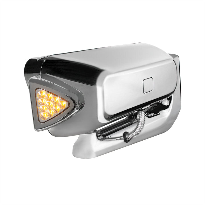 High Power LED Chrome Projection Headlight Assembly With Mounting Arm &amp; Turn Signal - Driver