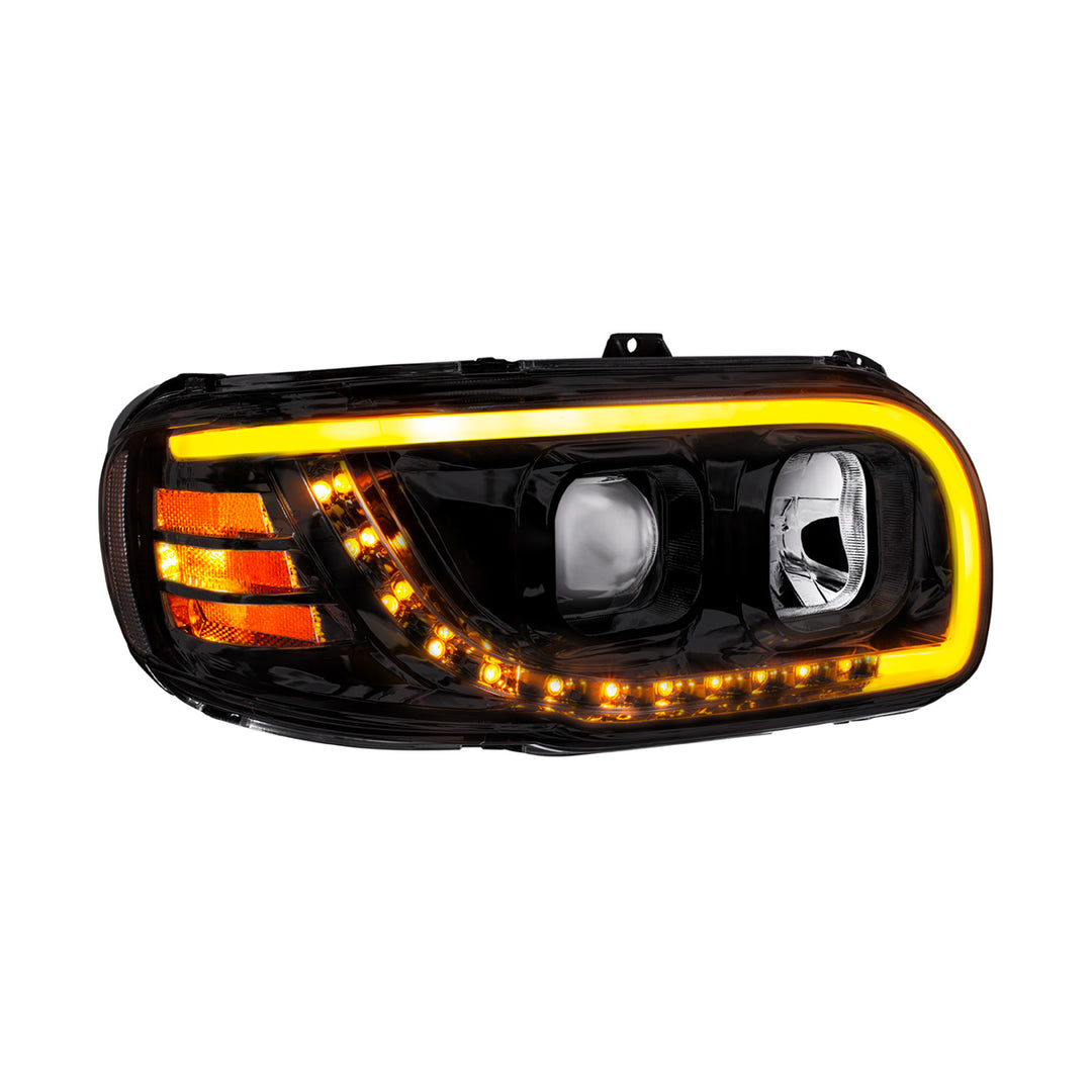 Blackout Projection Headlight With LED Turn Signal &amp; Light Bar For 2008-2024 Peterbilt 389 - Passenger