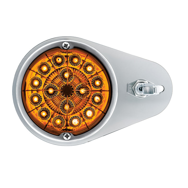 304 Stainless Steel Above Door Dome Light Kit W/ 17 LED Double Fury Watermelon For 1994-2025 KW W900 - Amber &amp; Blue LED