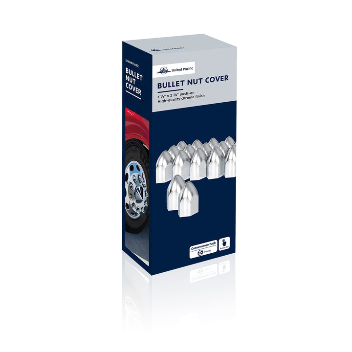 1-1/2" x 2-3/4" Chrome Plastic Bullet Nut Covers - Push-On (20-Pack)