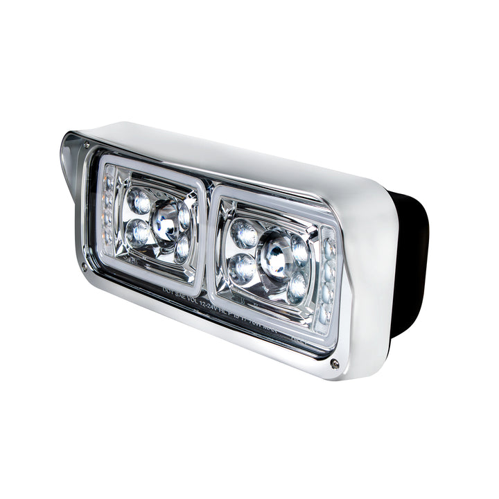 10 High Power LED "Chrome" Projection Headlight With LED Turn Signal &amp; Position Light Bar - Driver