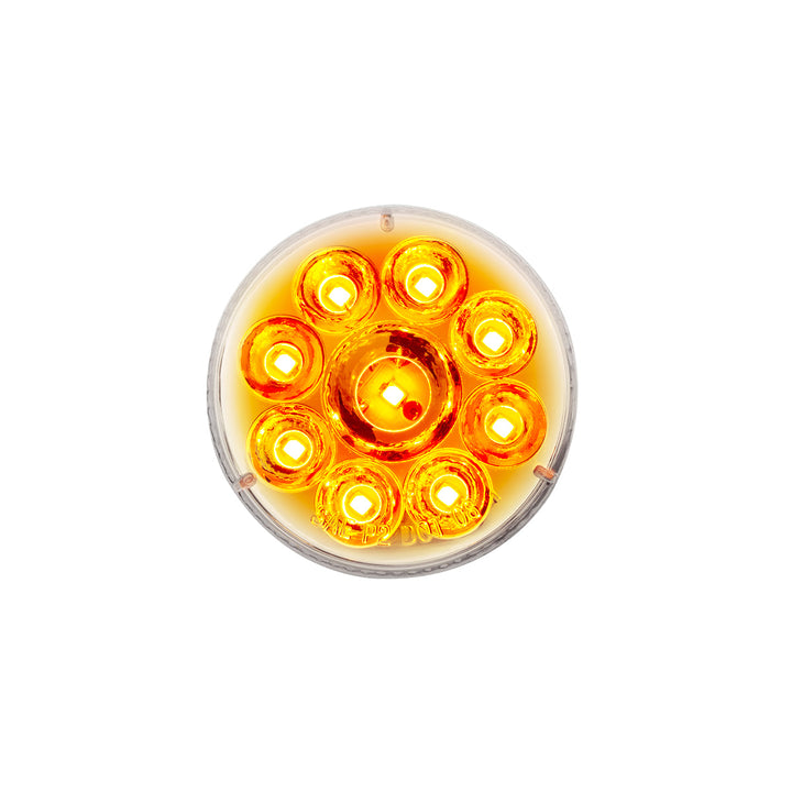 9 LED 2-1/2" Round Pure Reflector Light (Clearance/Marker) - Amber LED/Clear Lens