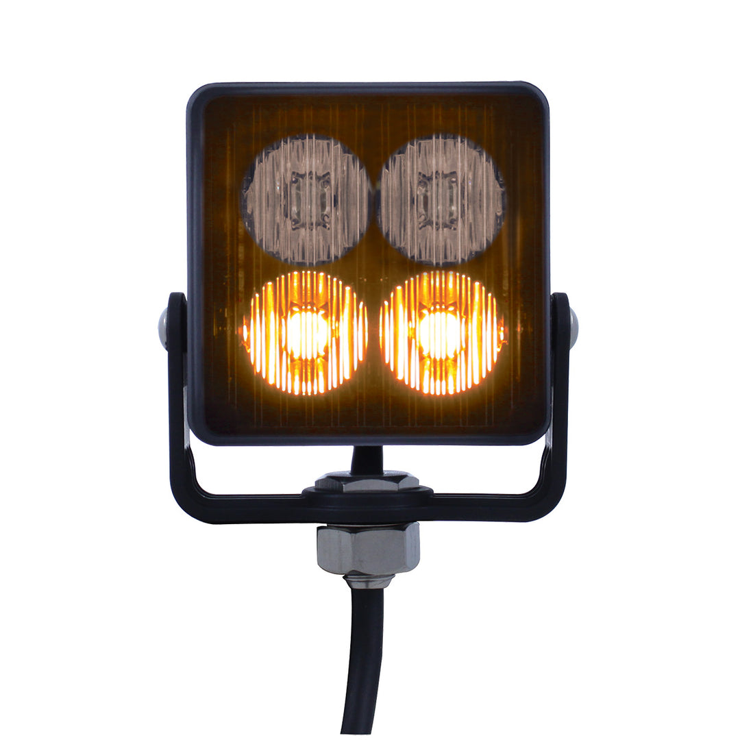4 High Power LED Square Warning Lighthead - Amber LED (Bulk)