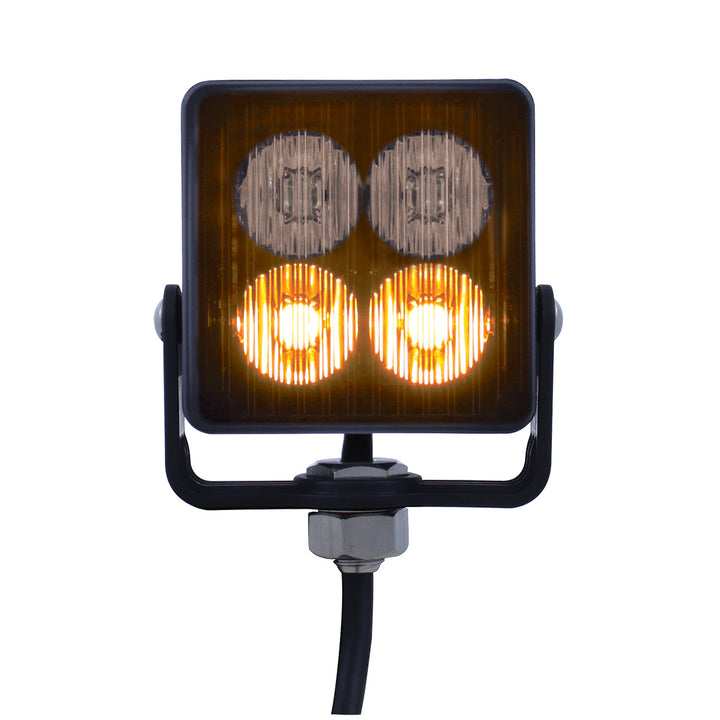 4 High Power LED Square Warning Lighthead - Amber LED (Bulk)