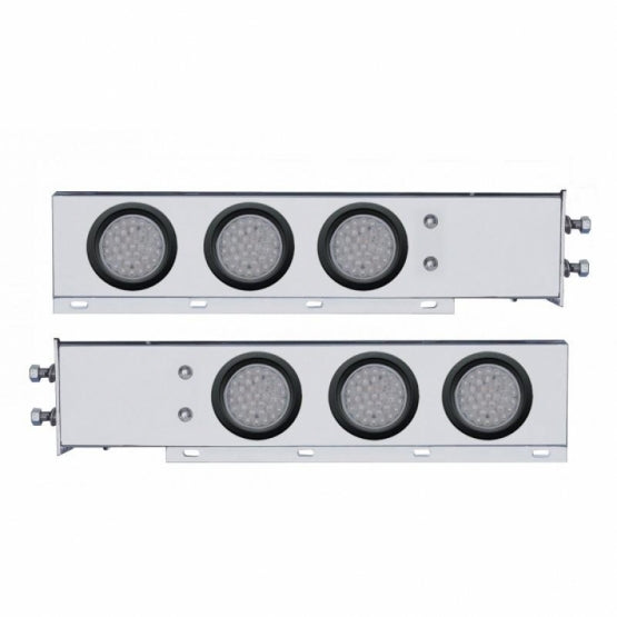 2-1/2" Bolt Pattern Chrome Spring Loaded Bar W/6 x 36 LED 4" Lights - Red LED/Clear Lens (Pair)