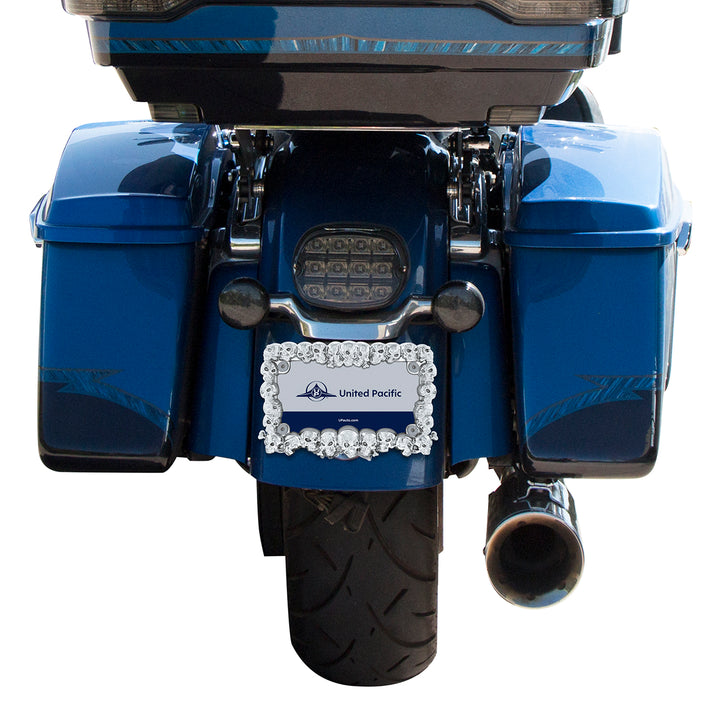 Skull Motorcycle License Plate Frame - Chrome