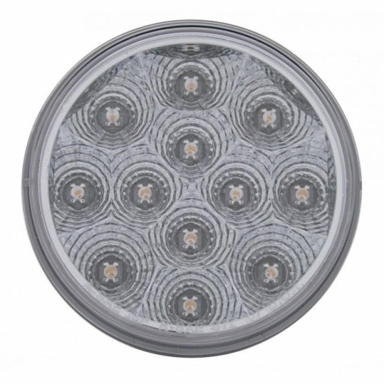 3-3/4" Bolt Pattern Deluxe Stainless Steel Spring Loaded Bar W/6 x 12 LED 4" Light &amp; Visors - Red LED/Clear Lens (Pair)