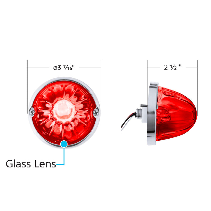 Glass Watermelon Light Kit With 2 LED Light - Red LED/Red Lens