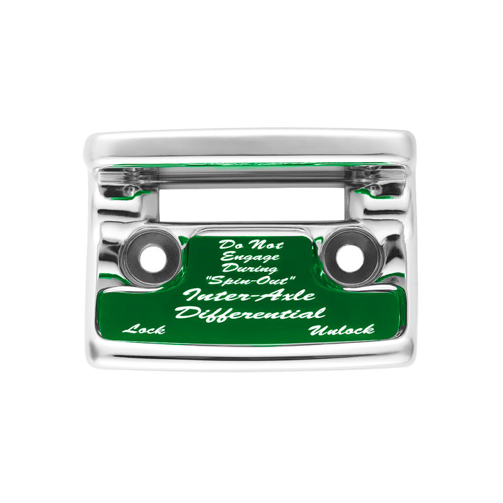 Chrome Plastic Axle/Differential Switch Guard With Glossy Sticker For 1990-2010 Freightliner Classic - Green