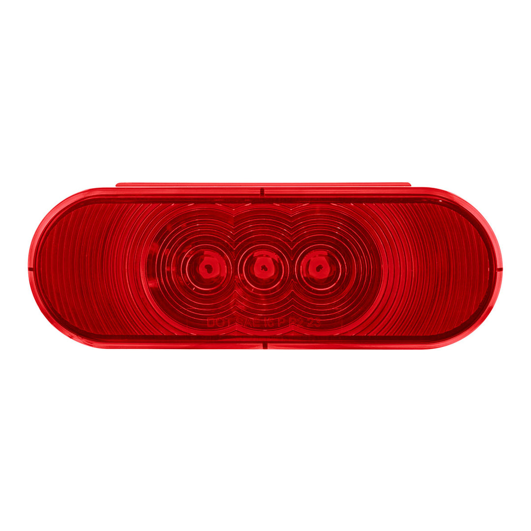 3 LED 6" Oval Light (Stop, Turn, &amp; Tail) - Red LED/Red Lens