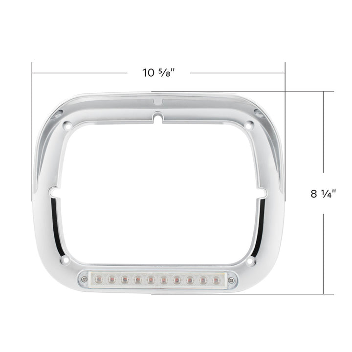 10 LED 5" x 7" Headlight Bezel With Visor - Amber LED/Clear Lens