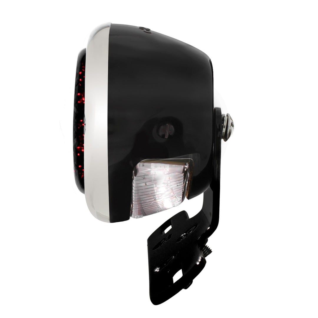 Black Motorcycle Rear Fender LP Bracket With 1933-36 Ford Style LED Tail Light