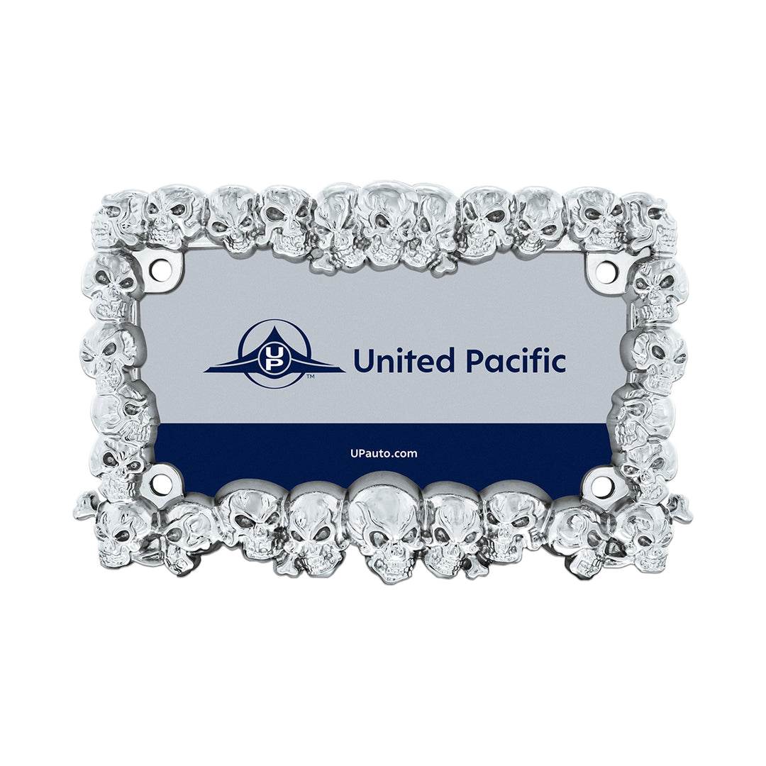 Skull Motorcycle License Plate Frame - Chrome