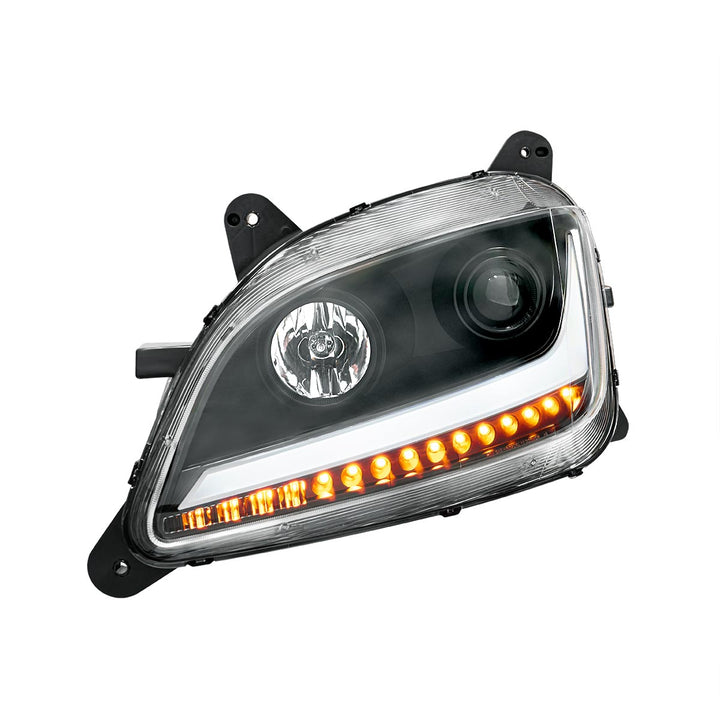 Black Projection Headlight With LED Position &amp; Sequential Signal For 2012-2021 Peterbilt 579 - Driver