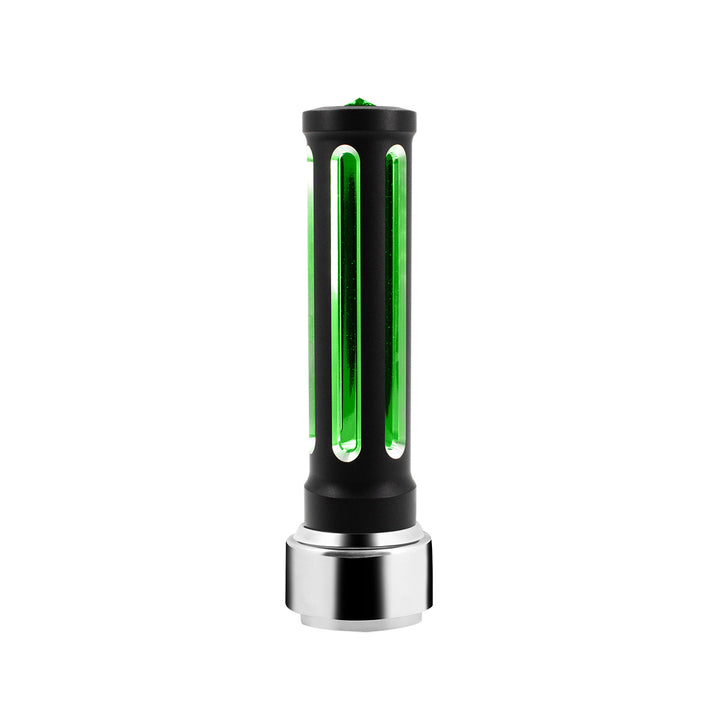 Thread-On Matte Black Sonoma Style Gearshift Knob With LED 9/10 Speed Adapter - Dark Green Crystal/Green LED