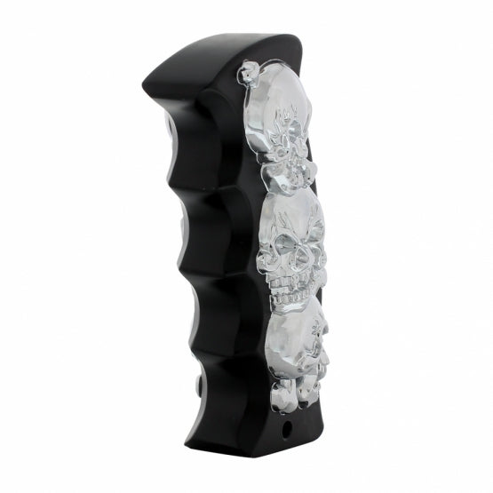 Skulls Pistol Grip Gearshift Knob - Black/Chrome