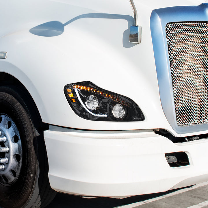 High Power 45 LED Blackout Headlight With Sequential Turn Signal For 2013-2021 Kenworth T680 - Passenger