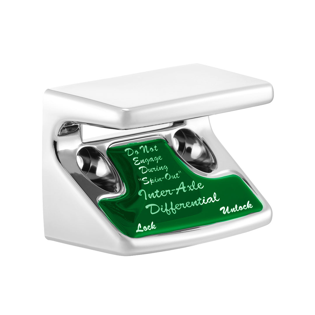 Chrome Plastic Axle/Differential Switch Guard With Glossy Sticker For 1990-2010 Freightliner Classic - Green
