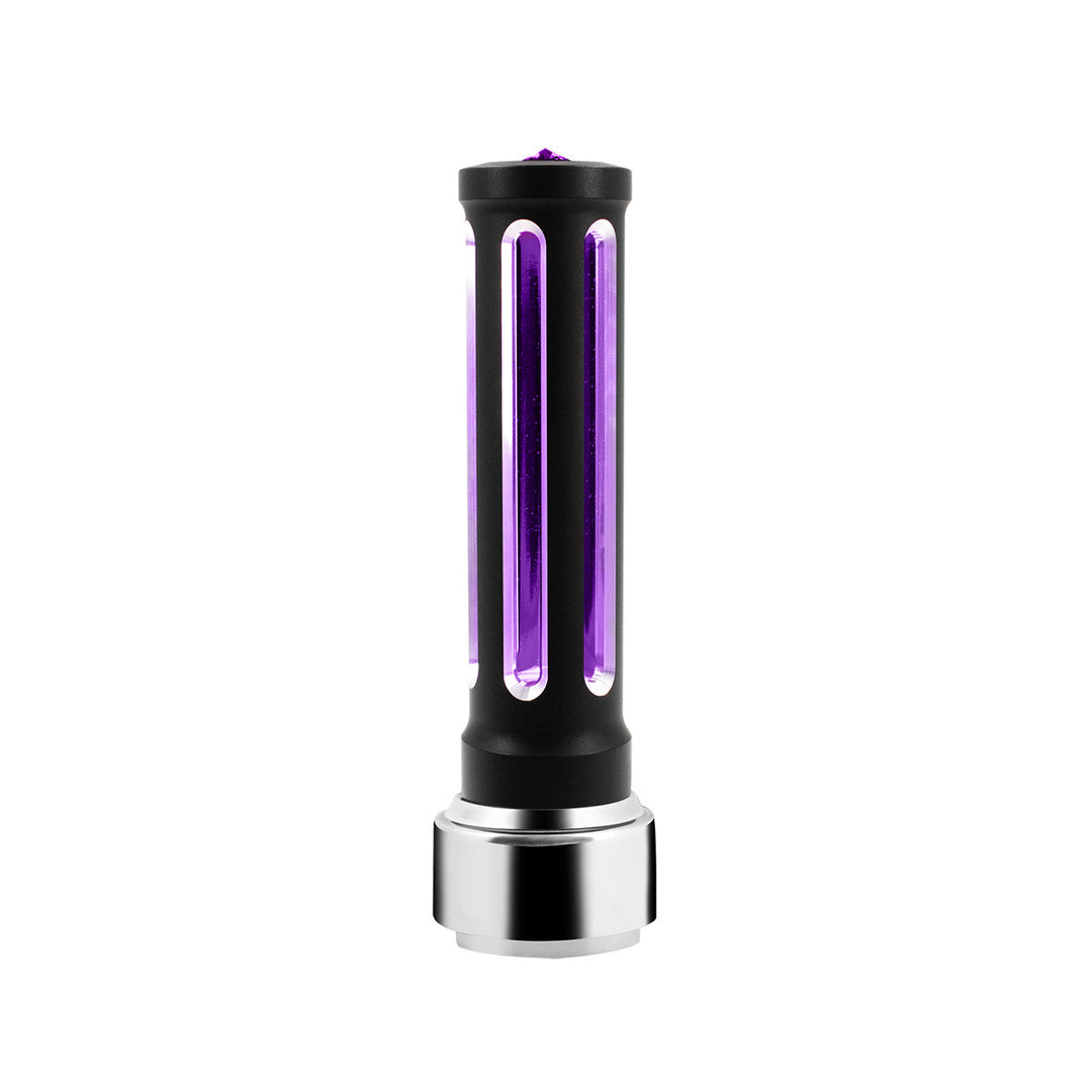 Thread-On Matte Black Sonoma Style Gearshift Knob With LED 9/10 Speed Adapter - Purple Crystal/Purple LED