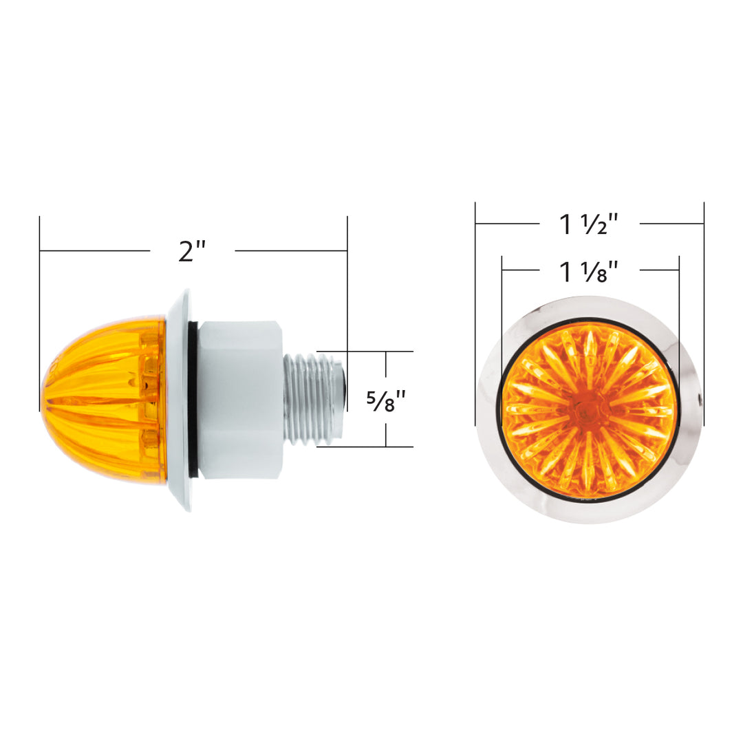 2 LED Dual Function 1-1/8" Watermelon Light (Clearance/Marker) - Amber LED/Amber Lens