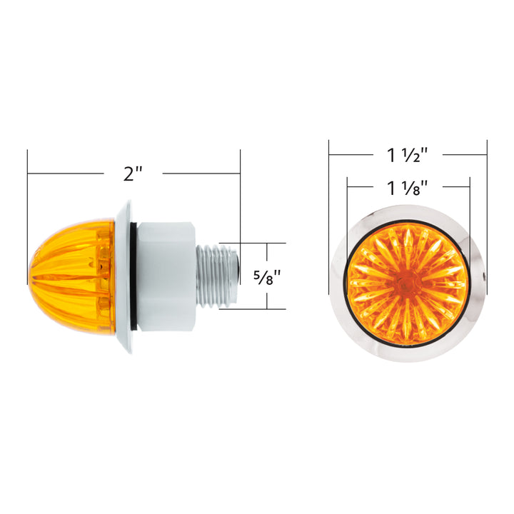 2 LED Dual Function 1-1/8" Watermelon Light (Clearance/Marker) - Amber LED/Amber Lens