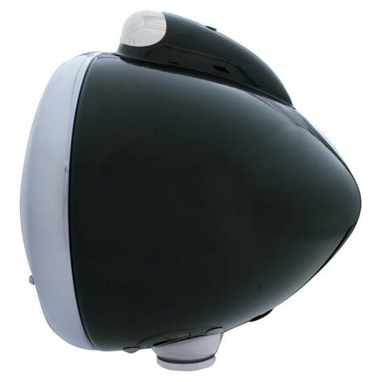 Black Guide 682-C Style Headlight H4 &amp; LED Turn Signal - Clear Lens